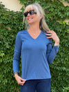 Beyond Basic V-Neck Top With Pleats On Shoulder | T355