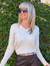 Cable Knit V-Neck Top | T383