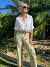 Elbow Sleeve Button Front Blouse | T283