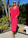 One-Size Linen Dress With Button Detail | D240