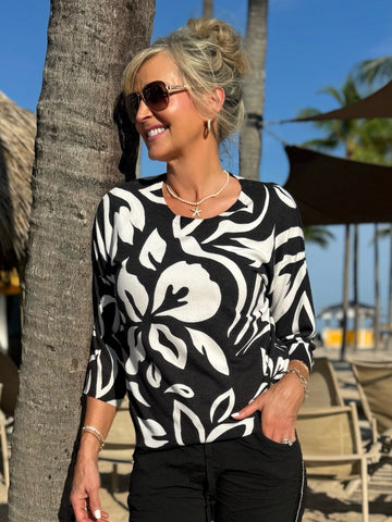 Floral Resort Vibes 3/4 Quarter Sleeve Top | T275