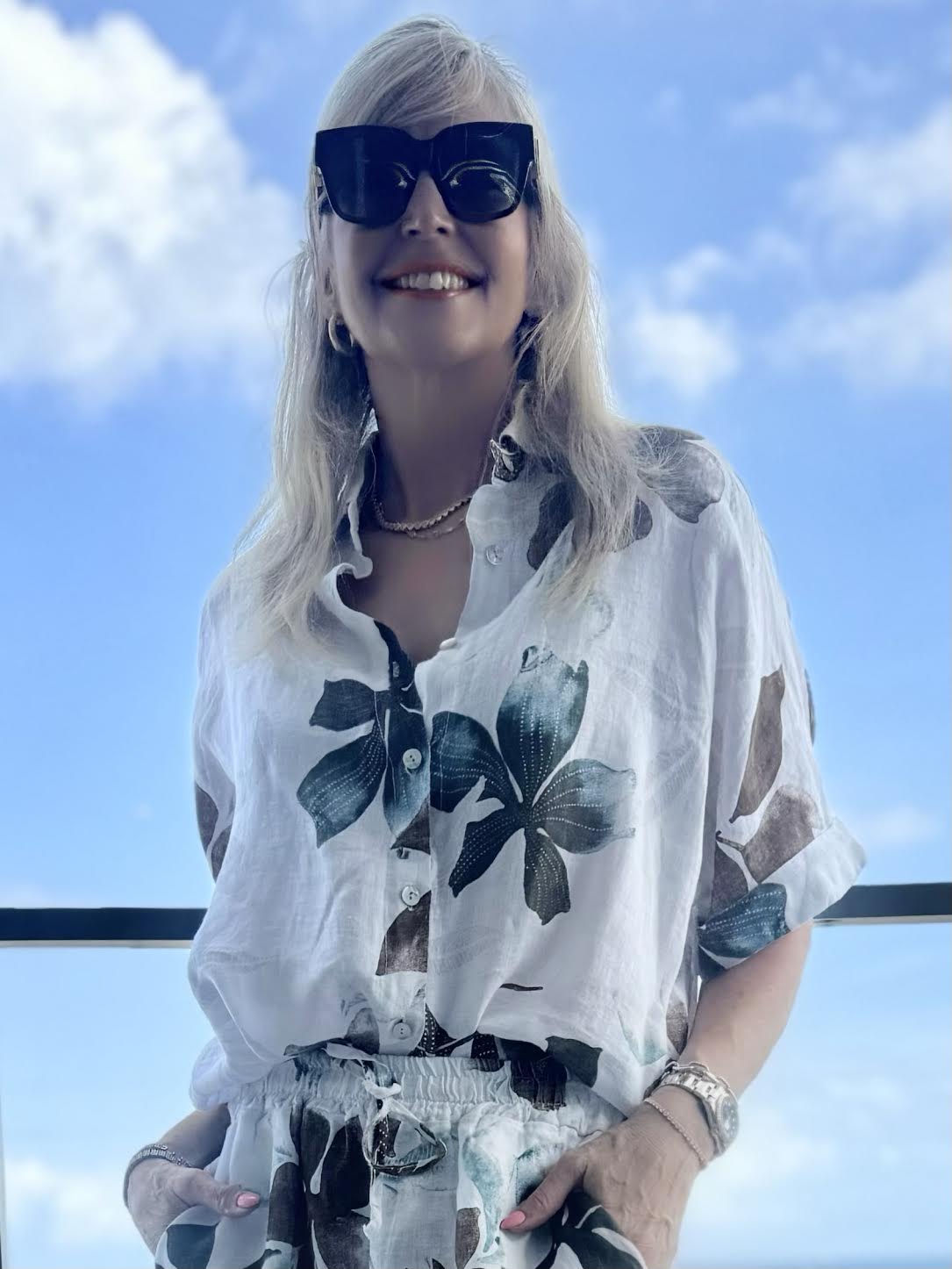 Tropical Vibes Italian Linen Blouse | T729