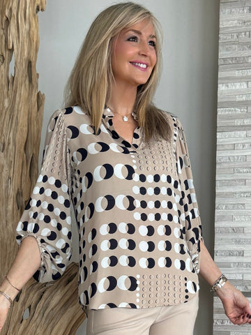 Georgette Dot Print Boxy Tunic | R264