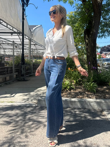 Pleated Wide Leg Jean | JN638