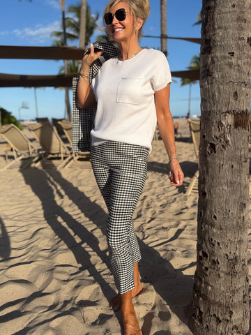 Gingham Pull-On Capri Pant | PA254