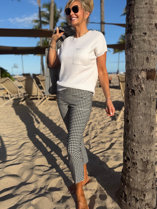 Gingham Pull-On Capri Pant | PA254