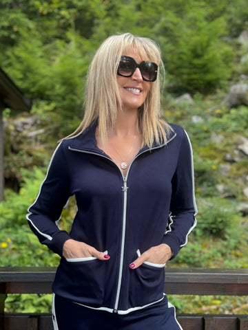 Fashionable Zip-Up Contrast Sweater | SW212