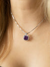 Belle Birthstone CZ Necklace | Silver