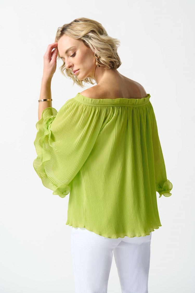 Chiffon Off-The Shoulder Pleaded Top | R647