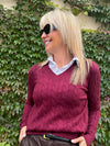 Cable Knit V-Neck Top | T383