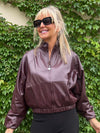 Faux Leather Mock-Neck Bomber Jacket | R298