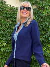 Mixed Media Sweater With Denim Contrast | JK244