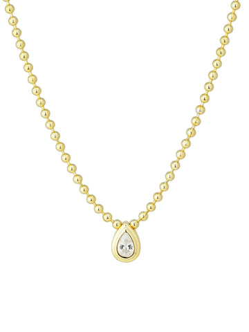 Teardrop Ball Bead CZ Necklace