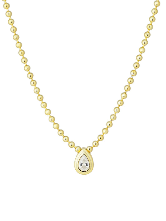 Teardrop Ball Bead CZ Necklace