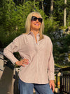 Rhinestone Detail Striped Blouse | R296