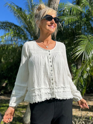 Button Front A-Line Blouse | T289