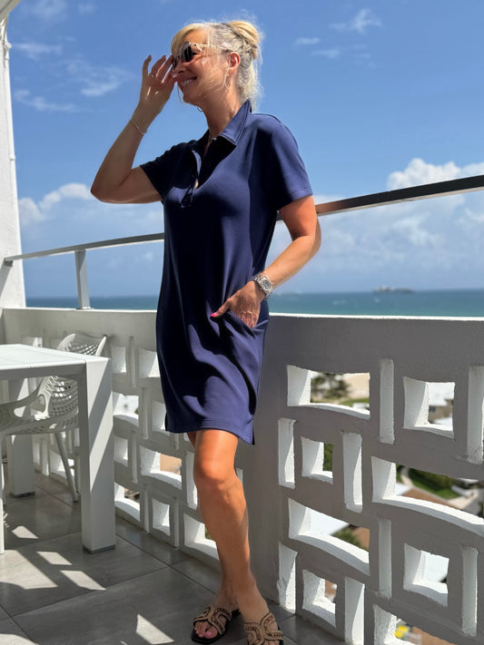 Scuba Short Sleeve Polo Dress | D227