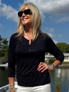 Nautical Ultra-Soft 3/4 Sleeve Top | T331