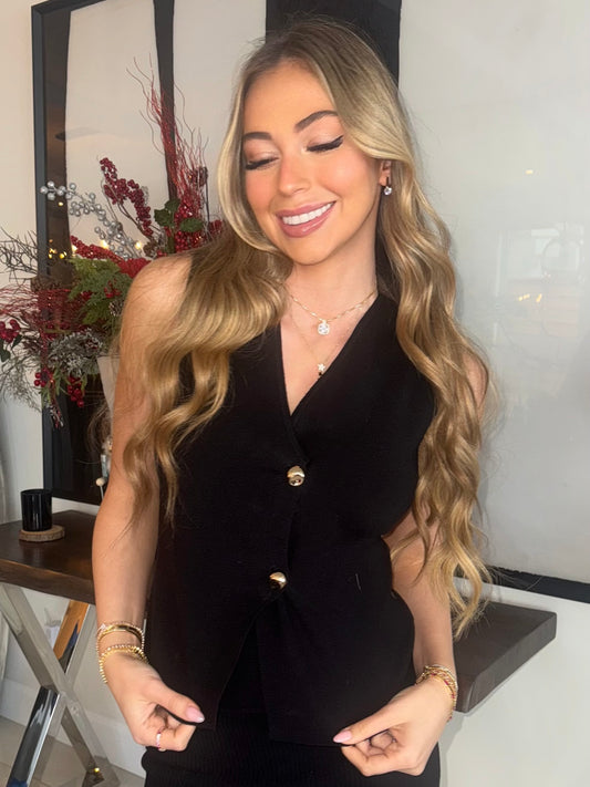Elegant Vest With Gold Button Detail | V208