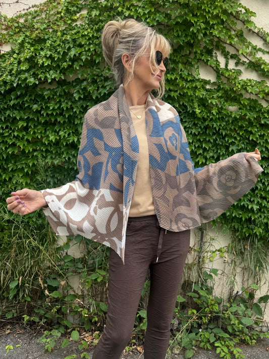 Neutral With Blue Luxurious Scarf | SC104