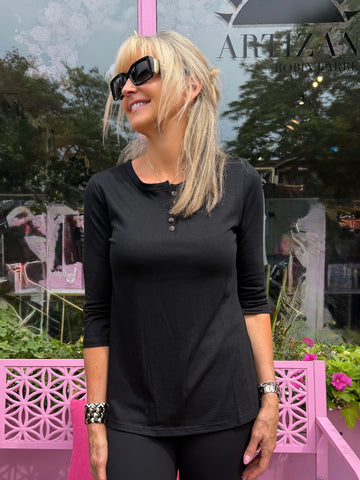 Artizan Fave Beyond Basic Long-Sleeve Top With Button-Front Detail | T353