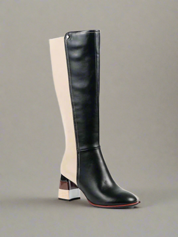 Two-Tone High Boot With Heel | BT209