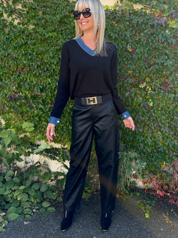 Faux Leather Barrel Pant | PA295