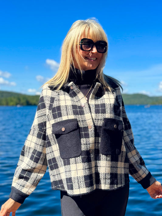 Boucle Plaid Contrast Pocket Jacket | JK212