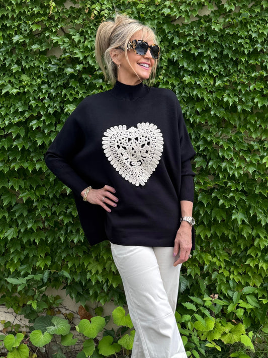 Heart Fashionable Mock Neck Sweater | SW203
