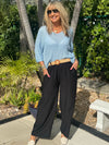 Italian Wide Leg Pant With Belt | PA265