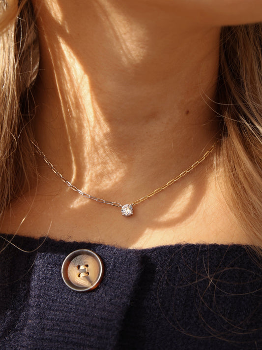 Timeless Chain CZ Necklace | Two Tone