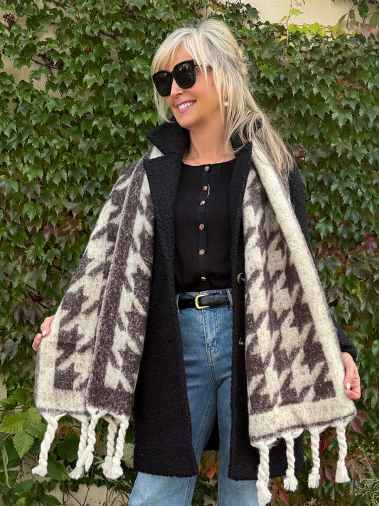 Cozy Houndstooth Blanket Scarf | SC208