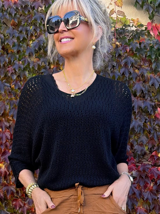 Italian Dolman Sleeve Knit Top | T391