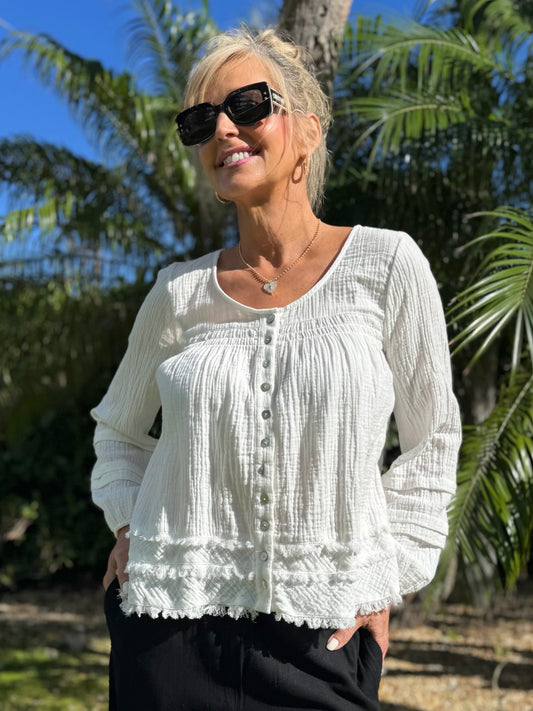 Button Front A-Line Blouse | T289