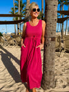 Sleeveless Boat Neck Maxi Dress | D212
