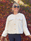 Faux Fur Jacket With Gold Buttons | JK259
