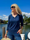 Nautical Ultra-Soft 3/4 Sleeve Top | T331