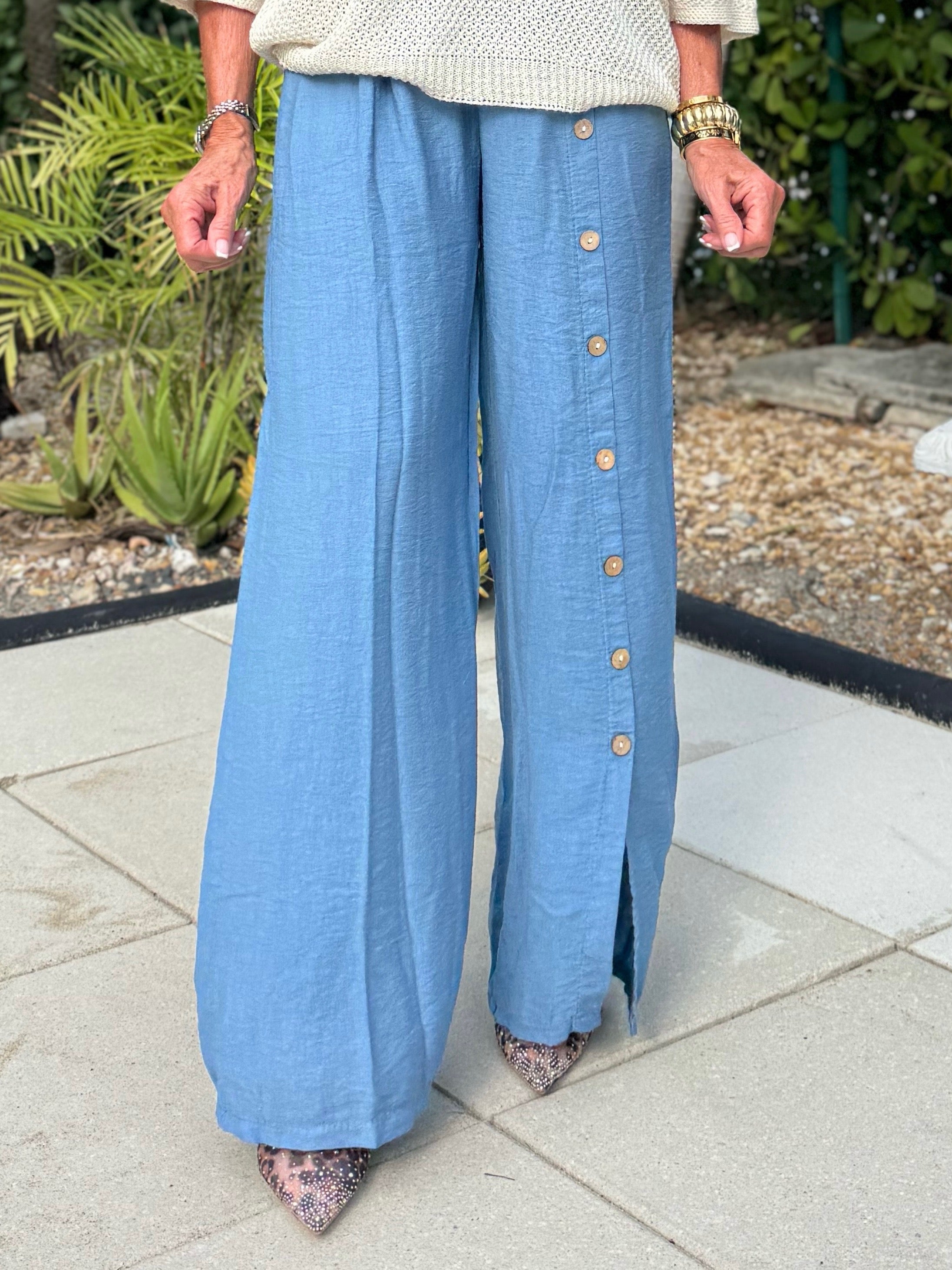 Stunning Italian Pant With Full Length Button Detail | PA271 – Artizan