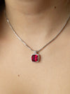 Belle Birthstone CZ Necklace | Silver