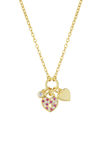 Love Lock Charm CZ Necklace