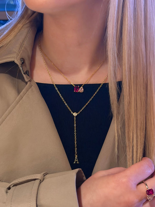 Double Belle Birthstone Necklace