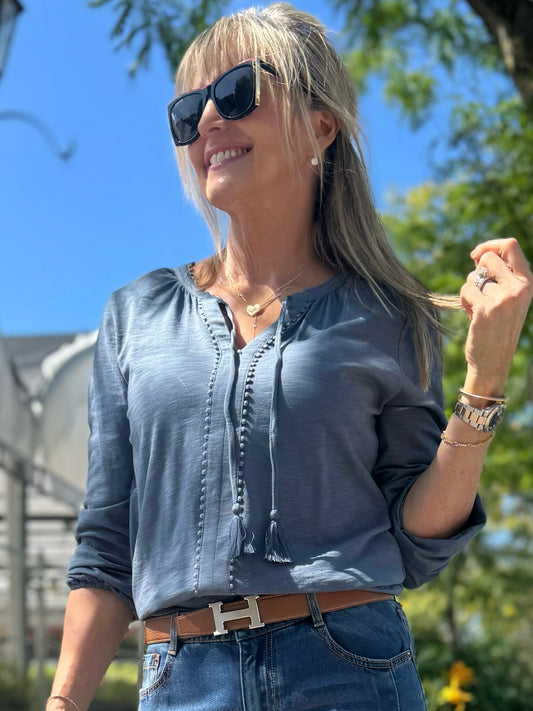 Fabulous Everyday Blouse With Tassels | T209