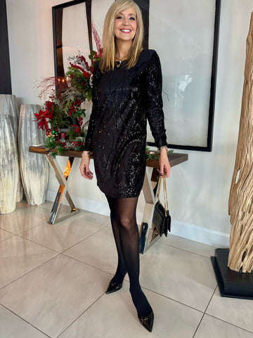 Sequin Velvet A-Line Dress | D203