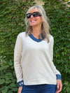 Super Soft V-Neck Denim Knit Sweater | T373