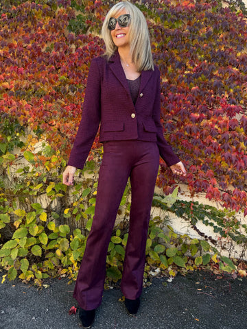 Pull-On Faux Suede Flared Pants | R292