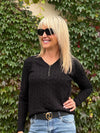 Cable Knit V-Neck Top | T383