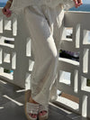 100% Linen Eyelet Detail Pant | PA268