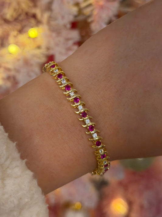 Ruby Wave CZ Tennis Bracelet