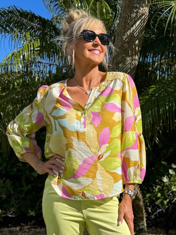 Vibrant 3/4 Quarter Sleeve Blouse | T286