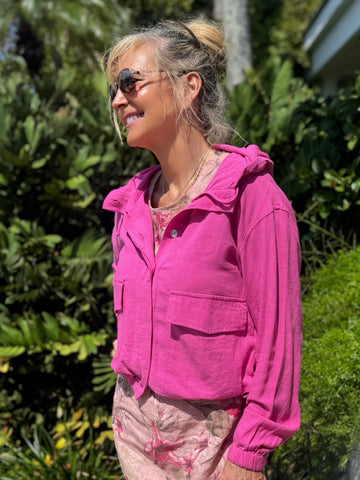 Lightweight Button-Front Hooded Jacket | JK243